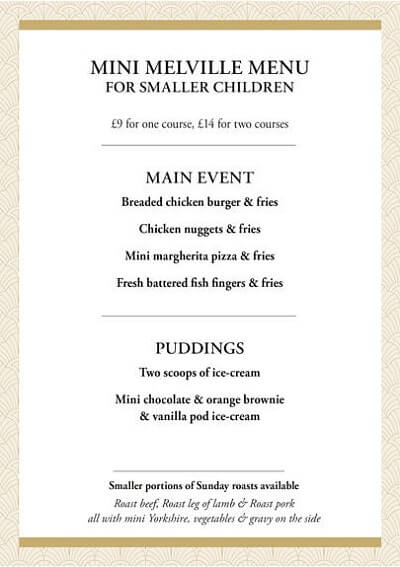 Mini Melville's Children's menu